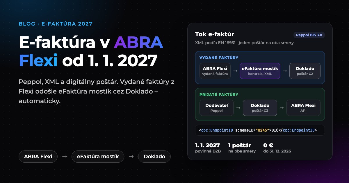 E-faktúra v ABRA Flexi: odosielanie cez eFaktúra mostík a Doklado, príjem cez Doklado